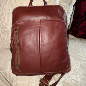 American Leather Co. Cleveland Leather Backpack-DARK BROWN BRANDY